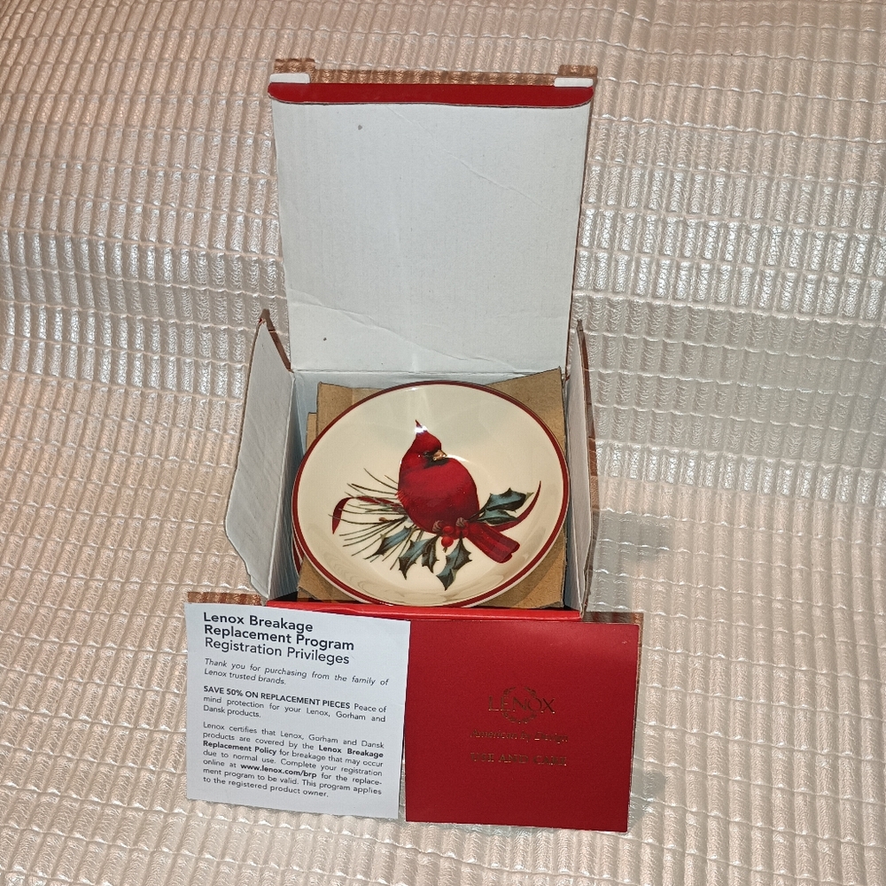 NIB Lenox Winter Greetings Dip Dipping Bowls Winter Holiday Porcelain 4”